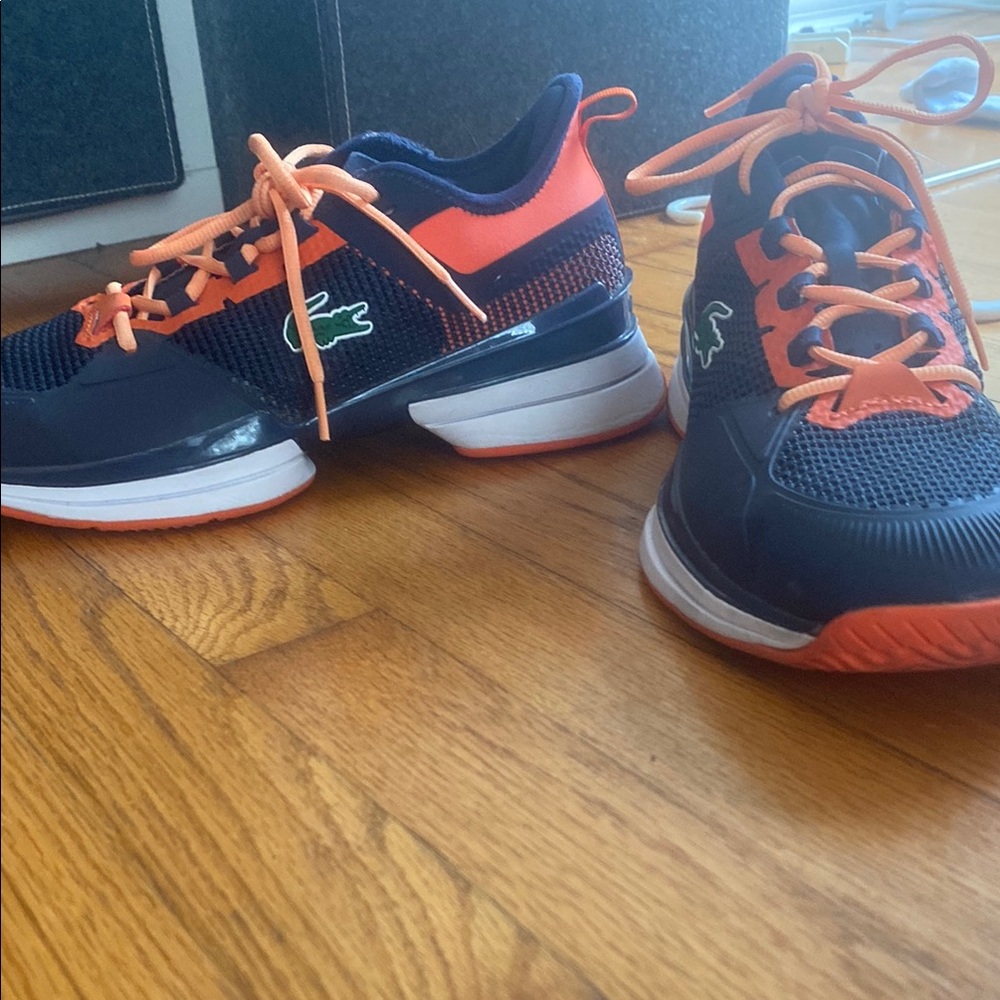 Lacoste Blue and Orange Athletic Shoes with Breathable Mesh